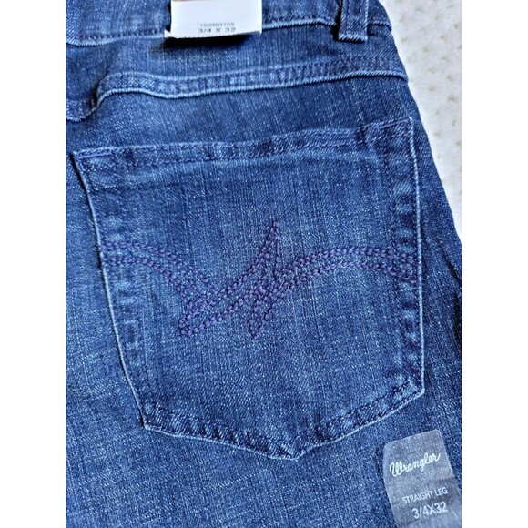 NWT Wrangler Womens Straight Leg Dark Stretch Denim Dark Wash 3/4x32, 1009MWTDS - Picture 5 of 7